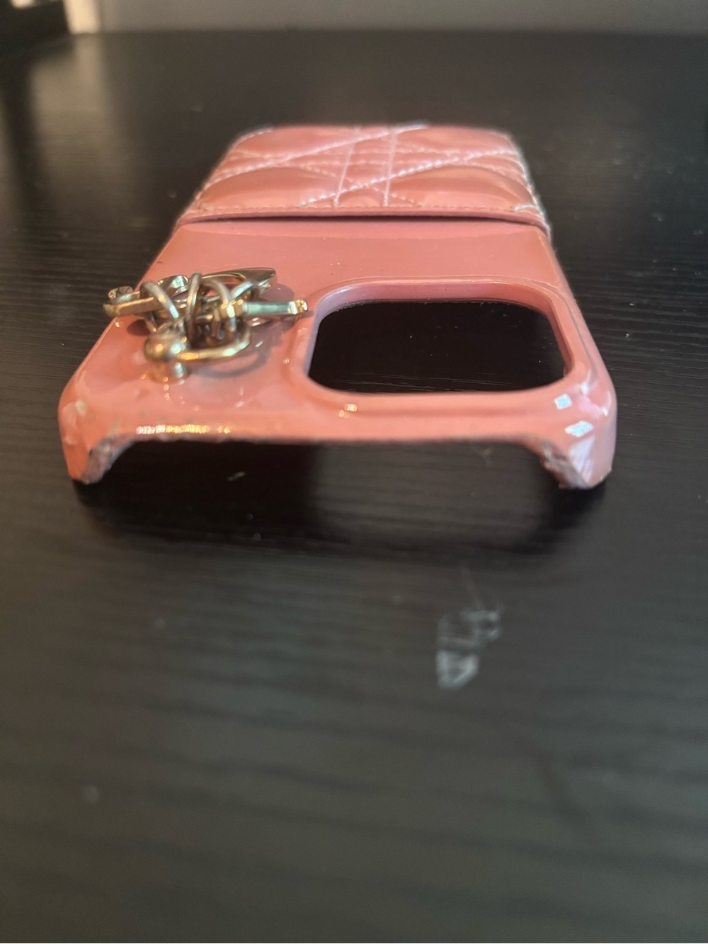 Authentic Lady Dior iPhone 13 Pro Case - Pink Patent Cannage Leather - Picture 4 of 7